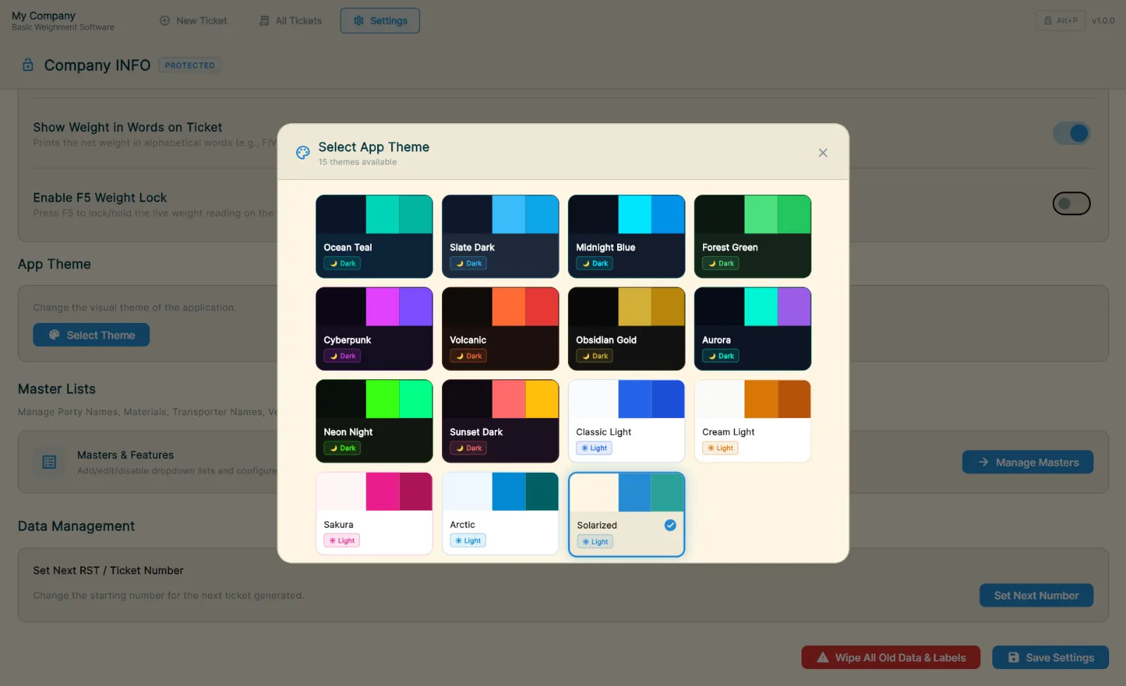 Theme Settings
